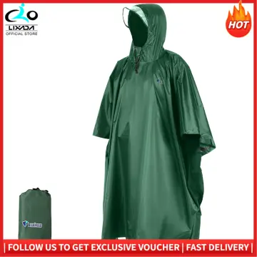 Lixada Hooded Rain Poncho Waterproof Raincoat Jacket Cycling Rain Cover for  Outdoor Camping Hiking Fishing 