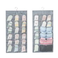 【YF】 Hook Folding Underwear Socks Storage Bag Double Sided Multifunction Clear Hanging Bra Clother Wardrobe Organizer Hanger