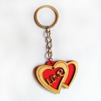 Fashion 3D Wooden Lovely Key Chain 11cm Wood Heart Key Ring Cute Gifts Pendant Bag Charming Car Holder Personality Arts crafts