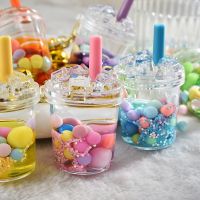 Cartoon Into Oild Bubble Milk Tea Floating Liquid Keychain For Girl Bag Pendant Cute Mug Drink Bottle Keyring Key Charm x288