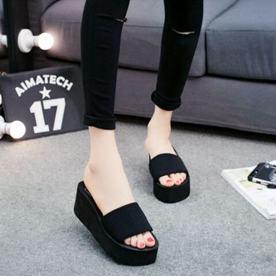 new 2023 elastic wedge with flat a ms word is cool procrastinate sponge slippers summer wholesale and foreign trade