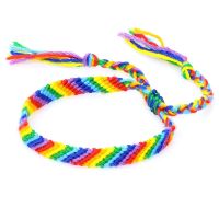 Rainbow Bracelet Cotton Braided Wristband Handmade Lesbian LGBT Pride Gay Woven Hand Rope Handwoven Friendship Jewelry Gift Charms and Charm Bracelet