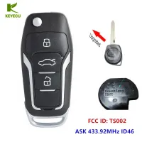 Keyecu รีโมกุญแจแบบพลิกอัพเกรดอะไหล่ทดแทน Fob ขอให้ Id46 433.92Mhz สำหรับ Suzuki Swift Sx4จาก Fcc Id 2008-2012: Ts002