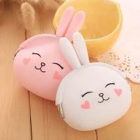 Fashion Coin Purse Lovely Kawaii Cartoon Rabbit Pouch Women Girls Small Wallet Soft Silicone Bluetooth Earphone Bag Gift