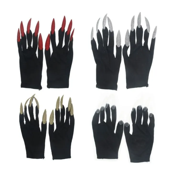 dgjkf-เล็บยาวเล็บ-ถุงมือกรงเล็บผี-ผ้าผ้าทอ-นิ้วเต็มนิ้ว-เย็นเย็น-ถุงมือสำหรับข้อมือ-ตัวผู้ผู้