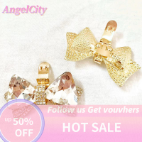 ?AngelCity 1ชิ้นคลิปหนีบรองเท้าแบบ DIY สำหรับผู้หญิงรองเท้าแต่งงานส้นสูงของตกแต่งเจ้าสาวติดโบว์ประดับพลอยเทียมเงางามคลิปตกแต่งรองเท้า