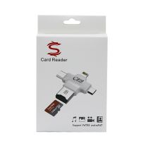 Kismo 4 In 1 Memory Card Reader Micro SD Card Reader Type-C/Lightning/Micro USB OTG Card Reader For Iphone 7 8 Samsung S8 S9