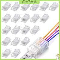 P-CUTE 10Pcs โปร่งใส 5V 12V 24V สำหรับติดตามแสง อะแดปเตอร์ LED ลวดเชื่อมต่ออย่างรวดเร็ว ตัวเชื่อมต่อแถบ ขยาย LED ไฟ LED RGB