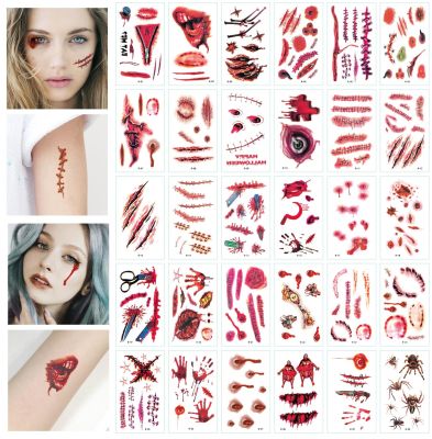 【YF】 30PCS Halloween Scar Tattoo Stickers Fun Realistic Party Holiday Festival Arm Body Disposable Temporary Sticker