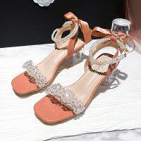 -lookg sle sls for women 23 new summer pearl sqre toe large size one-word sls for women 34-42