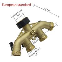 ตัวแยกท่อ4ทางทำจากทองเหลือง3/4มาตรฐานยุโรป/อเมริกาพร้อมวาล์ววาล์วควบคุมน้ำชลประทานสวนตัวเชื่อมท่อประปา