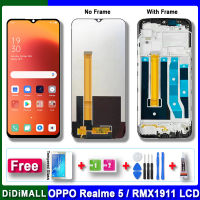 100% จอ Lcd แบบดั้งเดิมสำหรับ Oppo Realme 5ชิ้นส่วนจอสัมผัสแอลซีดีของเครื่องแปลงดิจิทัลอะไหล่ RMX1911 RMX1919 RMX1927 LCD พร้อมกรอบ