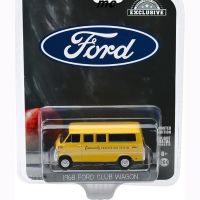 Spot Diecast Alloy 1:64 1968 Ford Club Wagon School Bus Car Model Yellow Adult Classic Collection Display Gift Souvenir Boy Toy