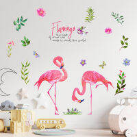 Tropical Plants Leaves Flamingo Wall Stickers for Bedroom Living Room Decoration PVC Mural Decals Plants Wall Paper Home Decor