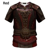 [เสื้อยืด Cloud Sense]    2022 New Medieval Armor 3D Print T Shirt Mens Casual Funny Round Neck Short-sleeved T-shirt XS-5XL