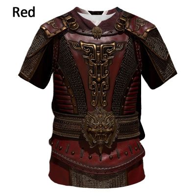 2023 New Medieval Armor 3D Print T Shirt Mens Casual Funny Round Neck Short-sleeved T-shirt S-5XL