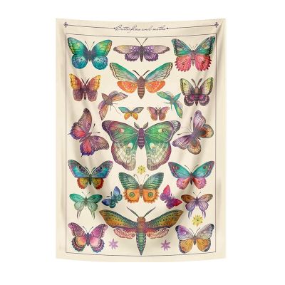 Butterfly Tapestry Vintage Beige Vertical Tapestries Aesthetic Tapestry Wall Hanging Wall Decorations for Room