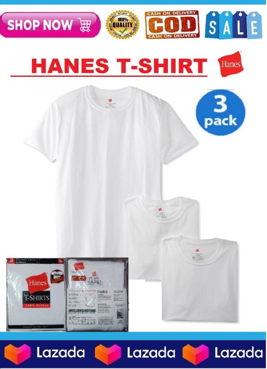 HANES WHITE CREW NECK T-SHIRT 100% COTTON TAGLESS COMFORTABLE PREMIUM  QUALITY (PACK OF 3)