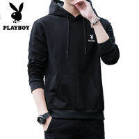 Play Boy เสื้อสเวตเตอร์มีฮู้ดแขนยาวลำลองสำหรับผู้ชายแฟชั่นฤดูใบไม้ร่วง