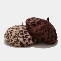 2020 four seasons Leopard print Rabbit fur buckle beret painter hat octagonal hat women and girl 11