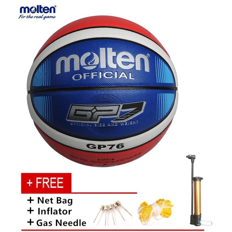 Molten GP76 7 PU Men's Basketball In/Outdoor Standard Training Ball w/Bag & Pin 