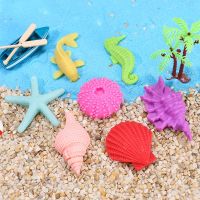 9pcs Simulated Starfish Seahorse Conch Shell Ornaments Fish Tank Accessories Colorful Sea Animals Happy Birthday Party Decors