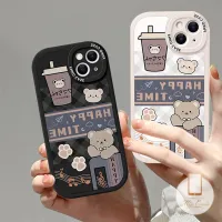โปรโมชั่น Flash Sale : Simple Cute Milk Tea Bear Plaid Case Compatible For iPhone 11 13 12 Pro Max 7 8 Plus 6 6s Plus XR X XS MAX SE 2020 8plus 7plus