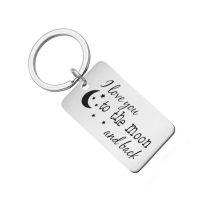 JIOROMY Key Chain Key Ring Letters I love you to the moon and back For Men Women Sleutelhanger Stainless Steel Keychain Gift