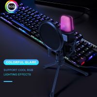 ตัวทำให้เสียงรบกวนไมโครโฟนลดลง RGB ไมโครโฟน USB สำหรับพ็อดคาสท์ห้องอัดเสียงสตรีมมิ่งสายพีซีตั้งโต๊แล็บท็อปไมโครโฟนเกม O98-33