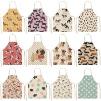 Bulldog Dachshund Printed Kitchen Apron for Woman Sleeveless Cotton Linen Bib Home Cooking Baking Cleaning Tool Tablier Delantal