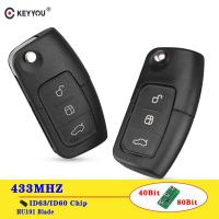 【✲High Quality✲】 xian9 Keyyou ชิป4d6 433Mhz 3/4d60 Mobil Remote Control แบบพับสำหรับ Ford Focus 3 2 Mondeo Fiesta เคสกุญแจ3ปุ่ม80/40บิต