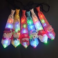 1Pcs เด็กผู้หญิงผู้หญิงคริสต์มาส LED Light Up เลื่อม Santa Claus Snowmen Elk Tie Glow Party Bow ตกแต่ง Navidad