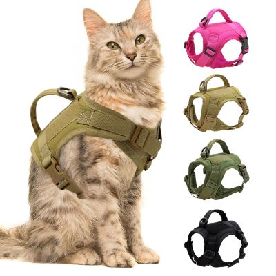 [HOT!] Tactical Military Cat Harness Breathable Mesh Pet Puppy Harness Adjustable Escape Proof Cat Vest for Small Dog Chihuahua Kitten