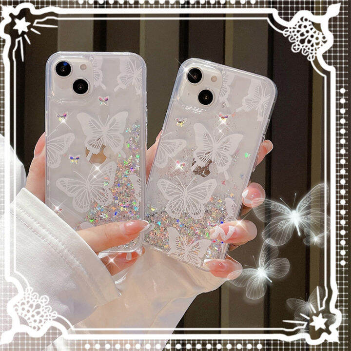 bbins-เคสโทรศัพท์ผีเสื้อดริฟท์สีชมพู-flash-เพชรแท่งตะไบ14promax-เหมาะสำหรับ-iphone-13แฟชั่น12-11ผู้หญิง