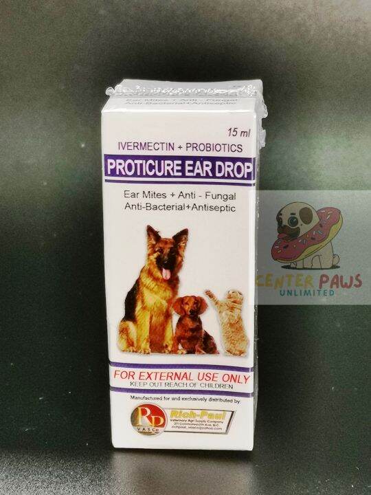 Proticure Ear Drop 15ml for Dog and Cat Ear Mites, Antibacterial, Anti