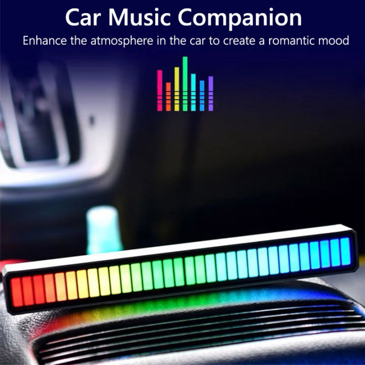 โคมไฟบรรยากาศดนตรี-รถยนต์-ไฟจังหวะการรับเสียง-32-ไฟ-led-strip-light-ไฟบรรยากาศดนตรี-rgb-โคมไฟ-led-night-light-bar-การควบคุมด้วยเสียง-สัญญาณสีสันสดใส