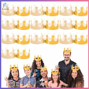 Paper Crown Hats Birthday Party Prince Princess Hat King Crowns 10pcs