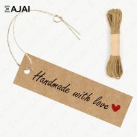 Eajai 50pcs Kraft Paper Merci Gift Labels Party Decor Thank You Printed Hang Tag Paper Card DIY Label Handmade Clothes Tags Labels