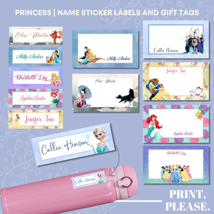 Personalized name sticker labels and gift tags | Princess | frozen ...