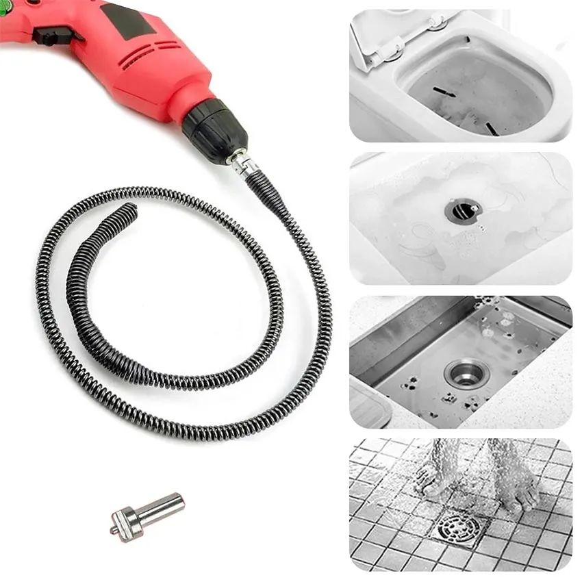 Plumbing Snake Drain Auger Electric Drill Spring Tube Toilet Clog