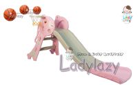 Ladylazyสไลด์เดอร์ กระดานลื่น พร้อมแป้นบาส สีชมพู