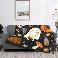 【CW】❉♂  Pumpkin Blanket Print Scary Nap Multi-function Super Warm Throw for Sofa Office Bedspreads