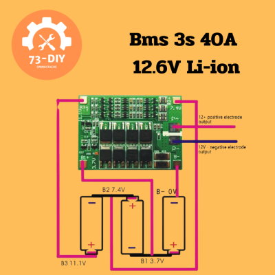 bms 3s 40A 60A 12.6V Li-ion 18650 21700