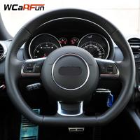 Wcarfun ฝาครอบพวงมาลัยรถยนต์หนังเทียมสีดำเย็บด้วยมือสำหรับพวงมาลัยรถ Audi TT 2008-2013