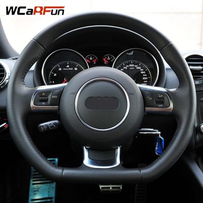 Wcarfun ฝาครอบพวงมาลัยรถยนต์หนังเทียมสีดำเย็บด้วยมือสำหรับพวงมาลัยรถ Audi TT 2008-2013