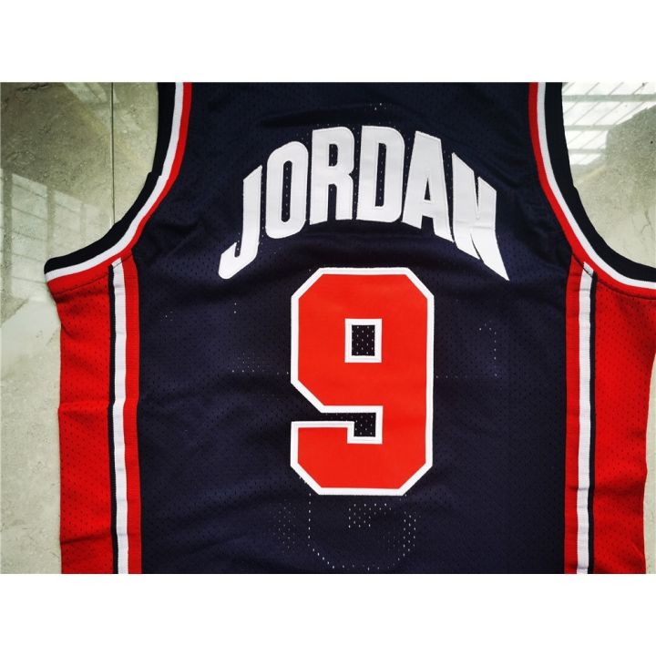 ขายเสื้อผ้าบาสเกตบอลสูง-nba-mitchell-ness-1992-olympic-dream-1-9-michael-jordan-navy-blue-jersey-men-basketball-jerseys
