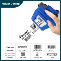 Phezer เครื่องพิมพ์ PC11แบบพกพา QR บาร์ชุดหมายเลขรหัสวันที่เสื้อยืดวันหมดอายุป้ายเครื่องพิมพ์อิงค์เจ็ทมือถือขนาด12.7มม.