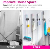 Hook Up Stainless Steel Hook Up Super Anti- Mop and Broom Holder, Wall Mount,Self Adhesive Gripper