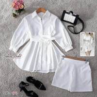 fashion250 เสื้อผ้าแฟชั่น Set 2 ชิ้น สีขาว พร้อมส่ง