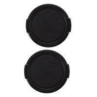 2X Camera Plastic Side Pinch Clip on Front Lens Cap Protective Cover Black 49mm